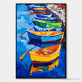 HOLMAN ART Rainbow Harbor – Vibrant Impasto Boatscape Oil Painting - image 1