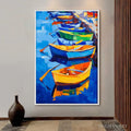 HOLMAN ART Rainbow Harbor – Vibrant Impasto Boatscape Oil Painting - image 2