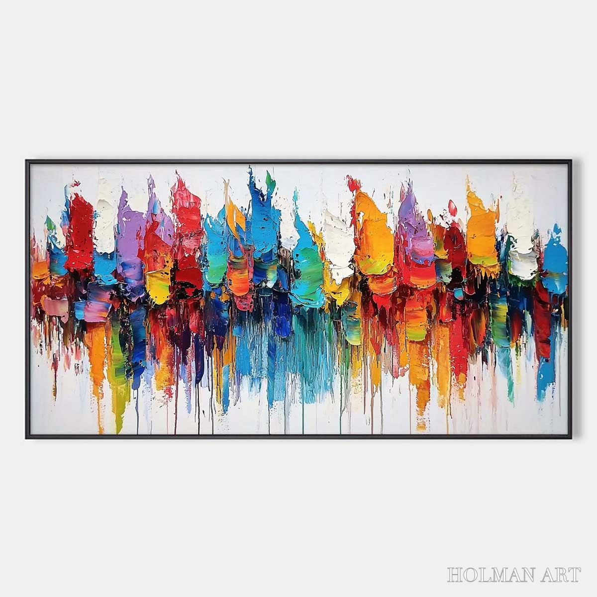 HOLMAN ART Colorfalls – Panoramic Abstract Oil Painting in Vibrant Hues - image 1