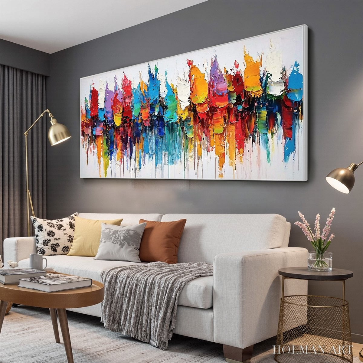 HOLMAN ART Colorfalls – Panoramic Abstract Oil Painting in Vibrant Hues - image 4