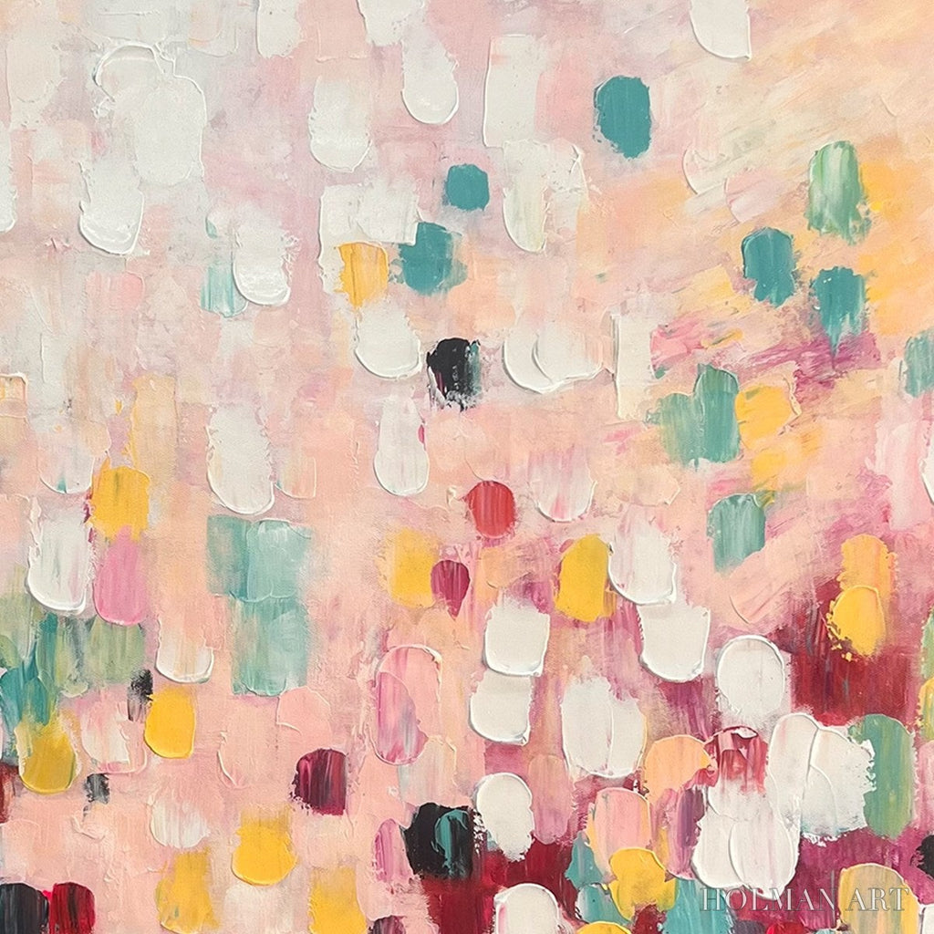 HOLMAN ART Confetti Dream – Abstract Colorful Oil Painting in Pink, Teal, and Gold - image 5