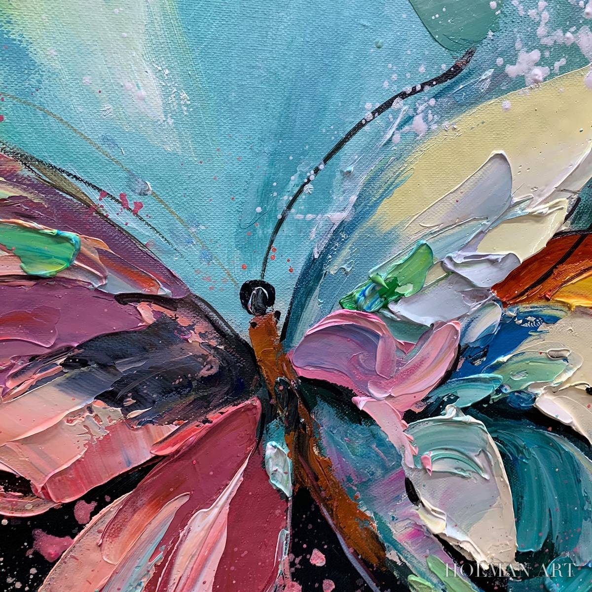 HOLMAN ART Metamorphosis – Textured Impasto Colorful Butterfly Oil Painting - image 3