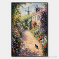 HOLMAN ART Windmill Way – Charming Village Garden Path Oil Painting - image 1