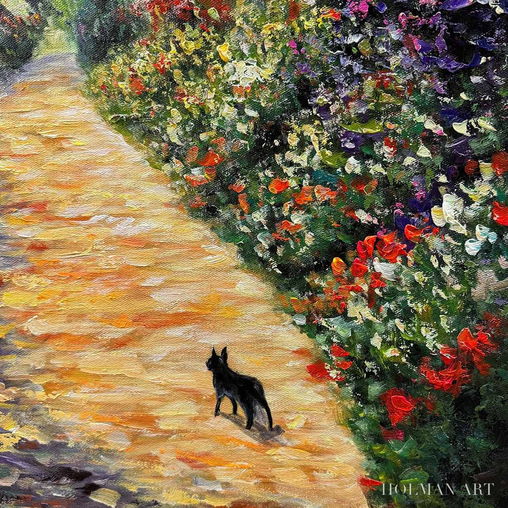 HOLMAN ART Windmill Way – Charming Village Garden Path Oil Painting - image 3