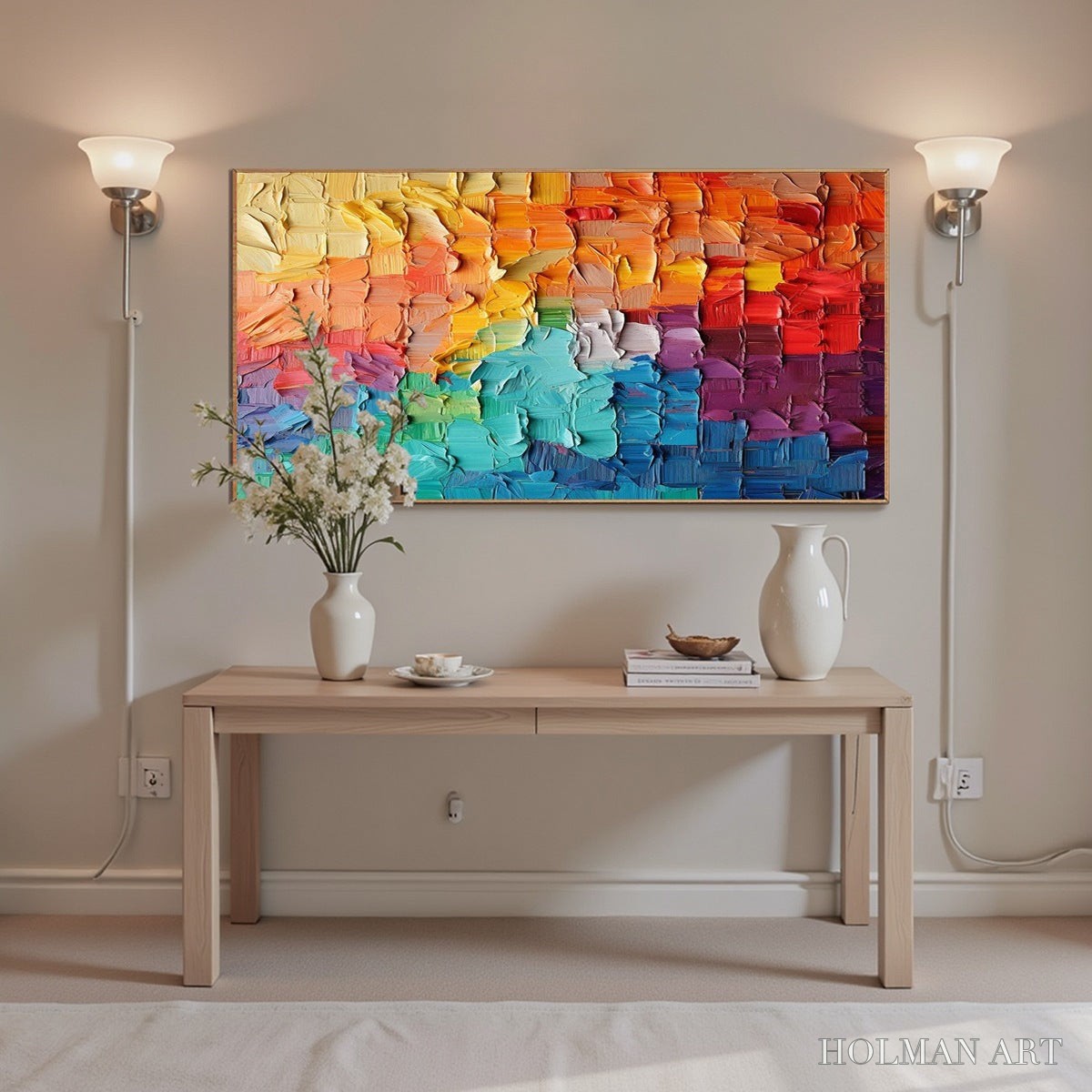 HOLMAN ART Rainbow Harmony – Textured Impasto Abstract Oil Painting - image 5