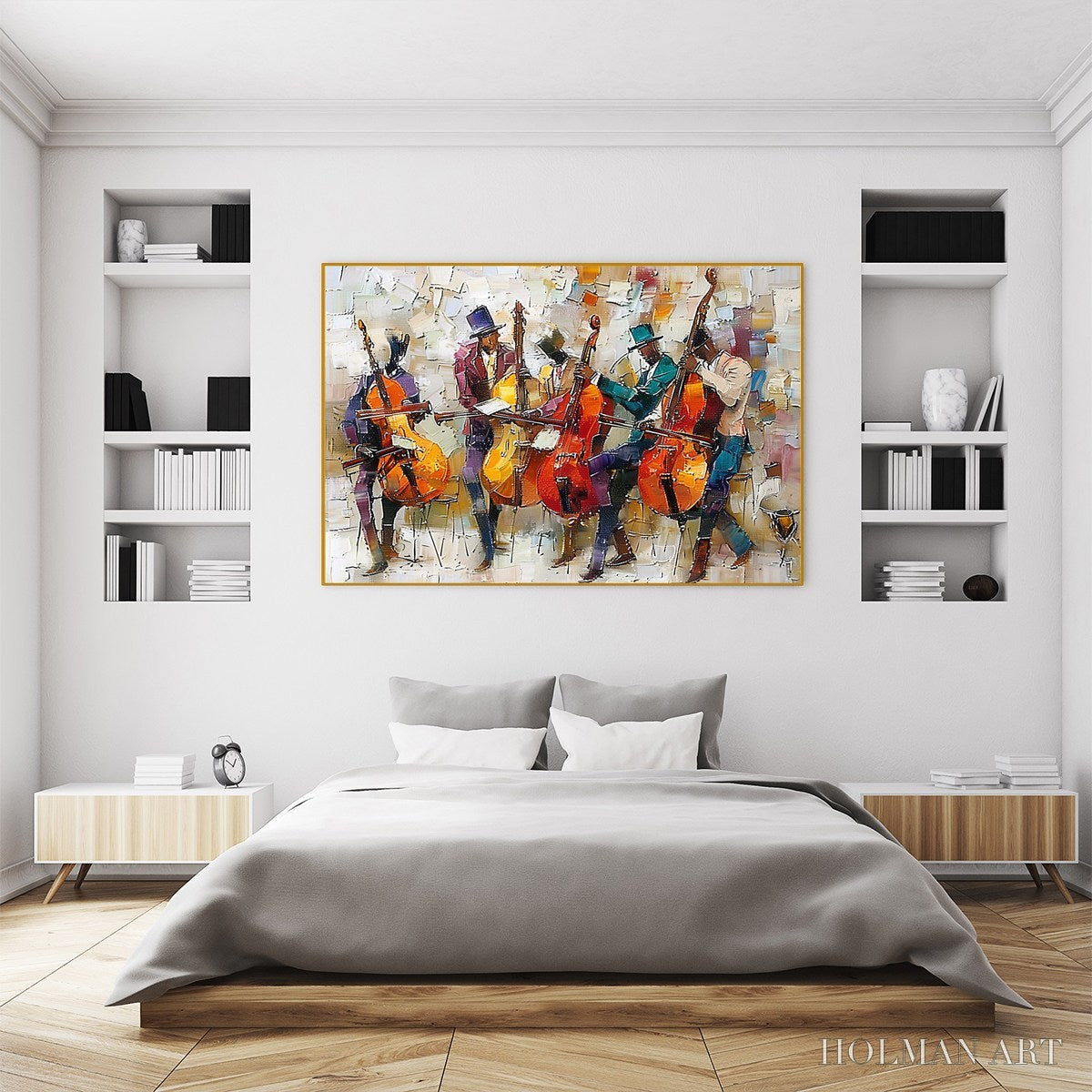 HOLMAN ART Cellos in Harmony – Textured Musicians Oil Painting - image 5
