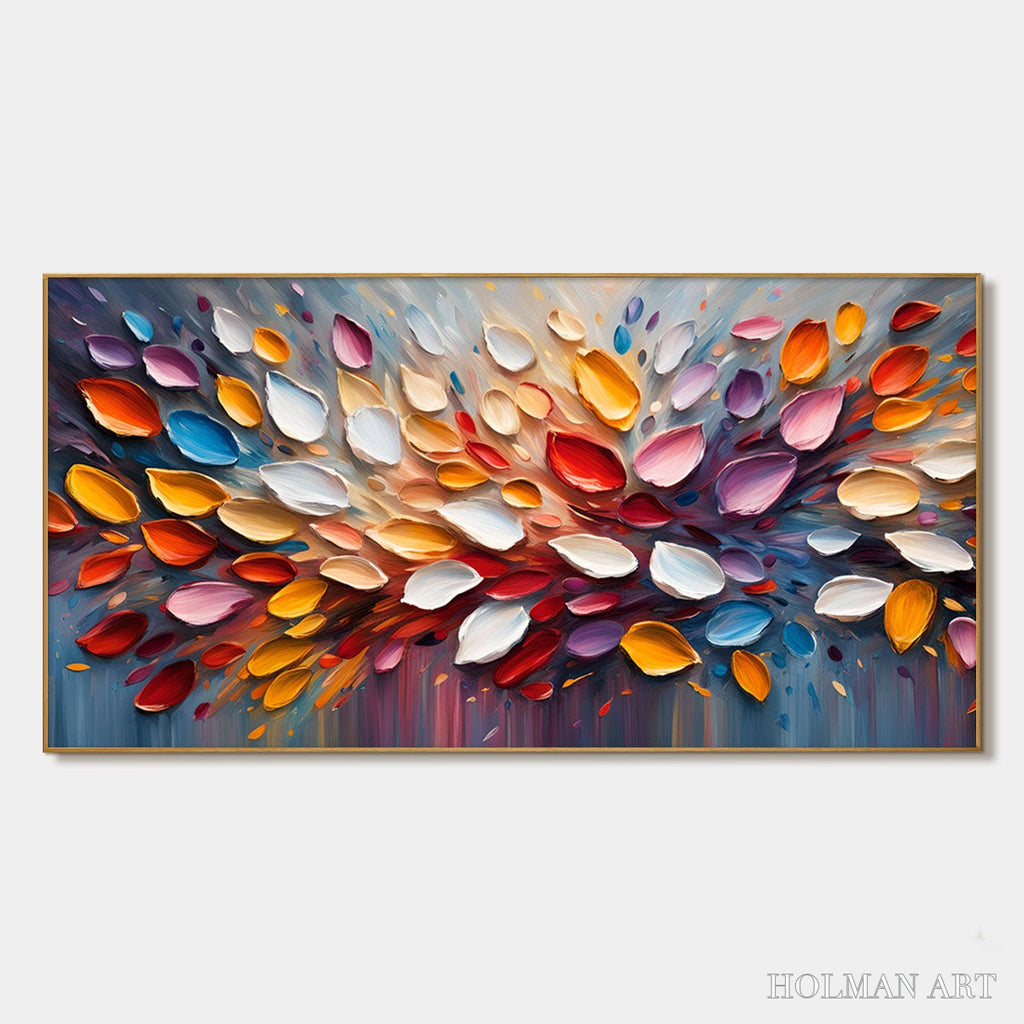 HOLMAN ART Autumn'S Burst – Textured Abstract Leaf Oil Painting - image 1