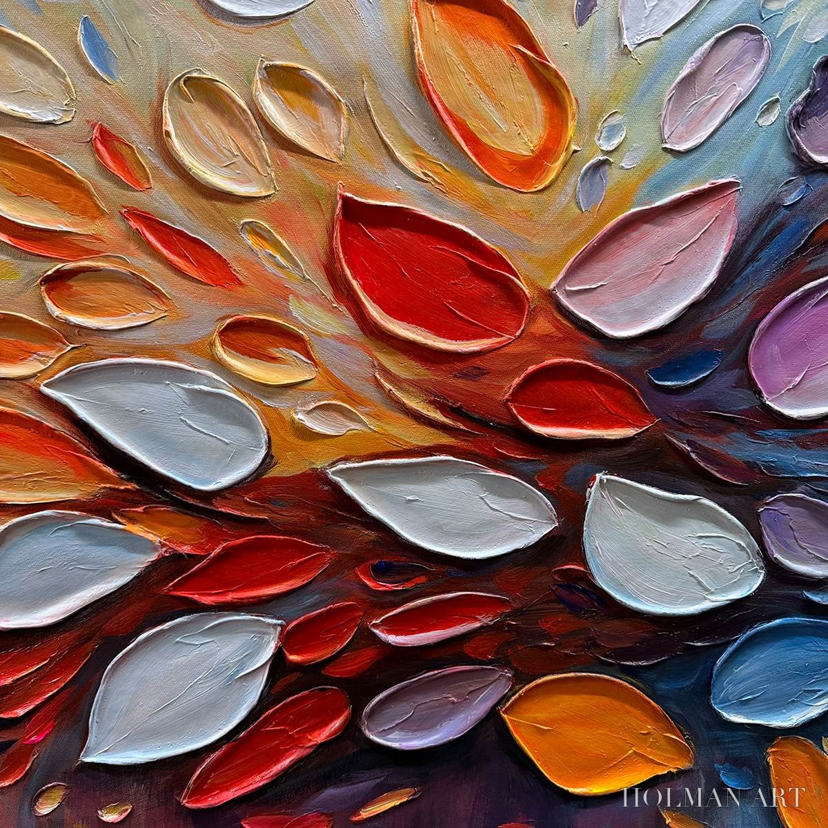 HOLMAN ART Autumn'S Burst – Textured Abstract Leaf Oil Painting - image 5