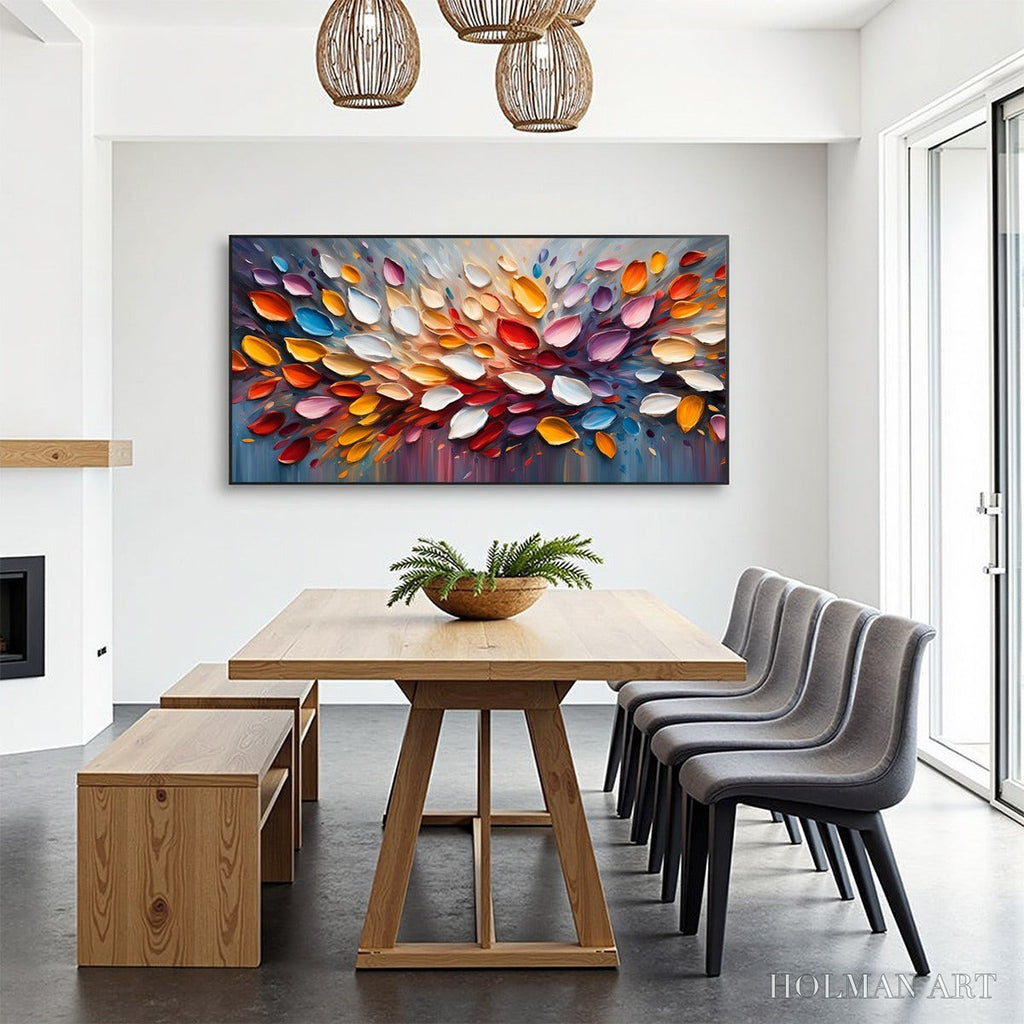 HOLMAN ART Autumn'S Burst – Textured Abstract Leaf Oil Painting - image 6