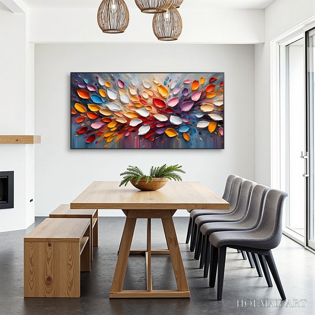 HOLMAN ART Autumn'S Burst – Textured Abstract Leaf Oil Painting - image 6