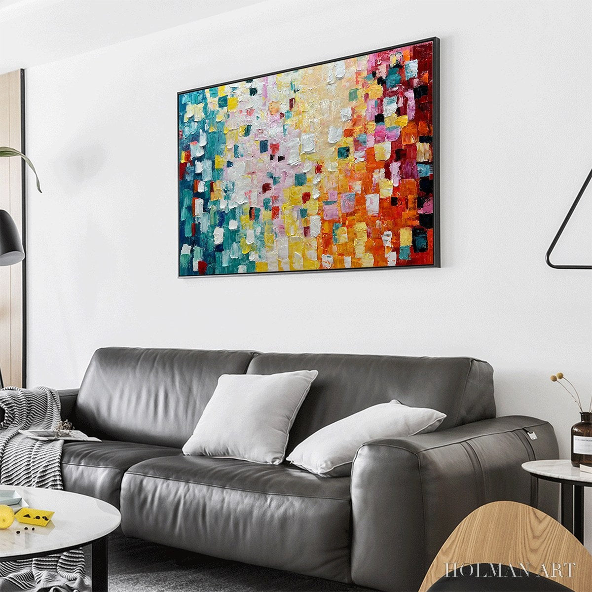 HOLMAN ART Pixel Rainbow – Colorful Abstract Impasto Oil Painting - image 4
