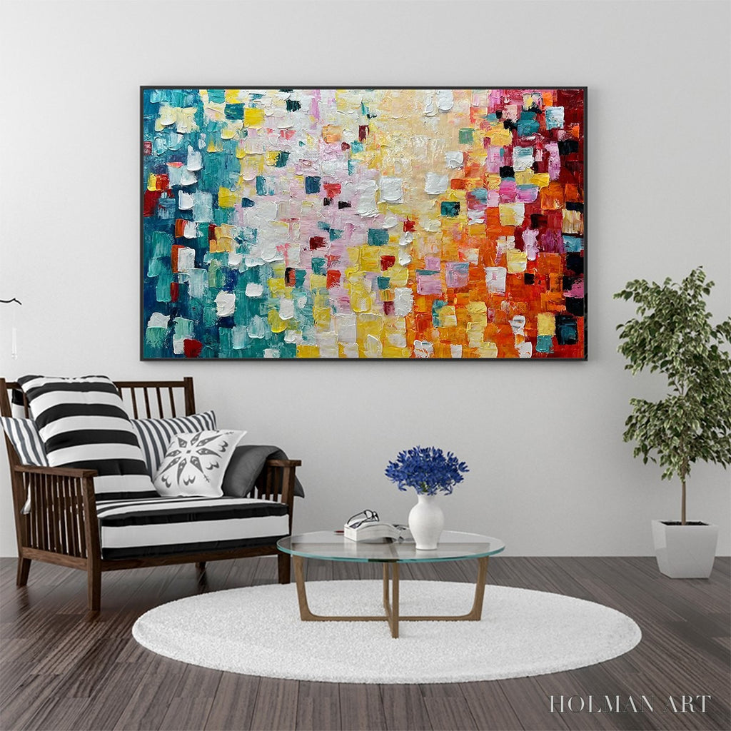 HOLMAN ART Pixel Rainbow – Colorful Abstract Impasto Oil Painting - image 6