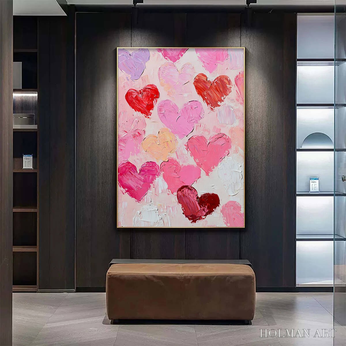 HOLMAN ART Fluttering Hearts – Colorful Impasto Abstract Oil Painting of Hearts - image 2