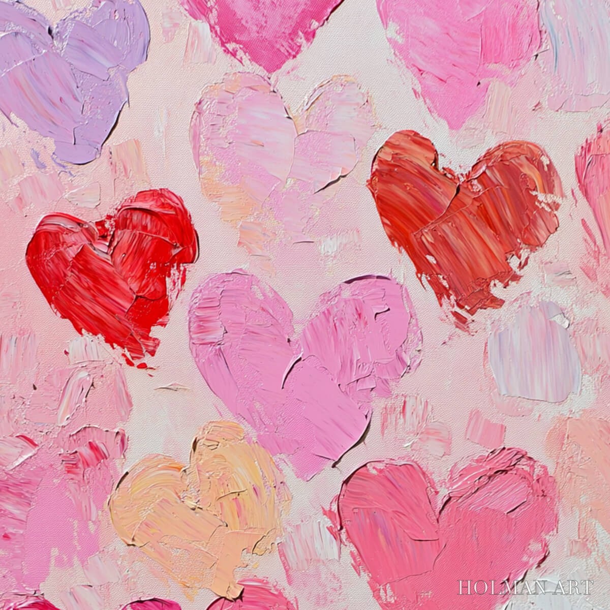 HOLMAN ART Fluttering Hearts – Colorful Impasto Abstract Oil Painting of Hearts - image 3