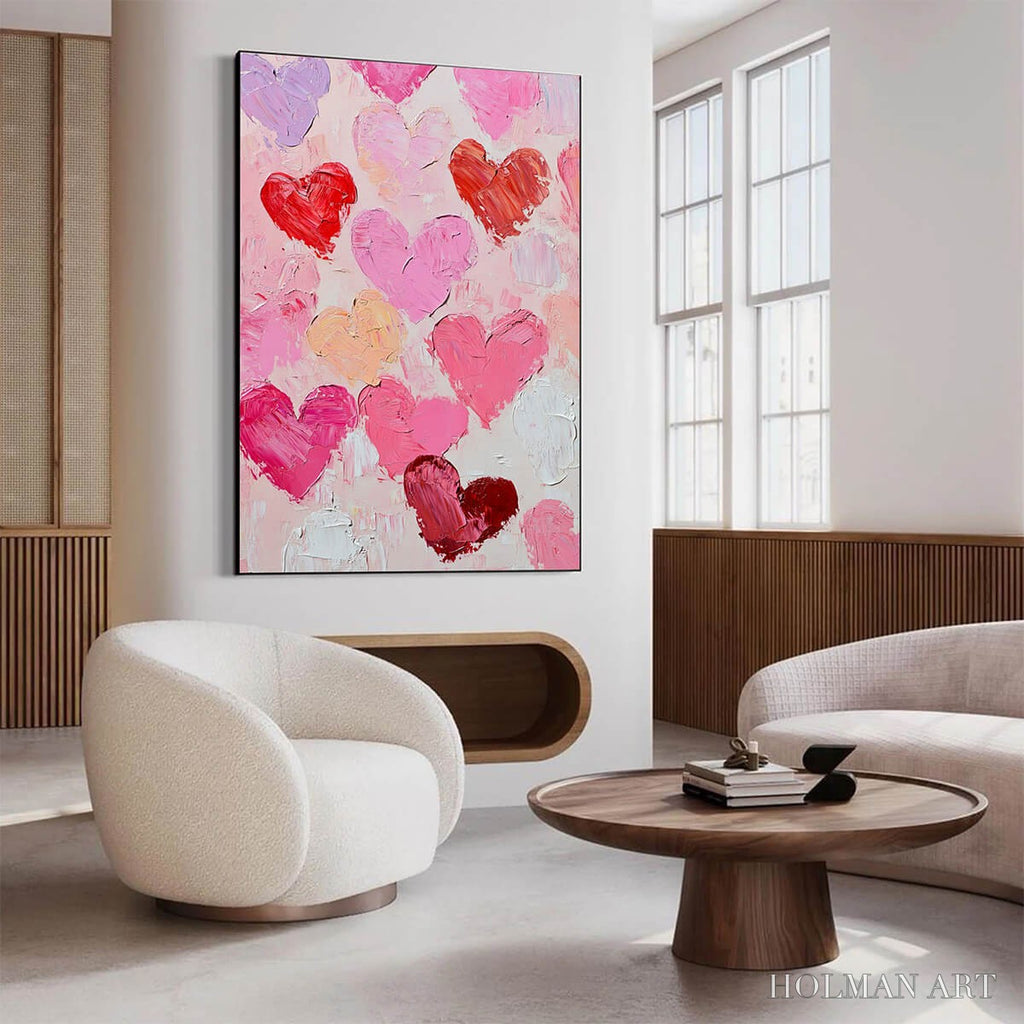 HOLMAN ART Fluttering Hearts – Colorful Impasto Abstract Oil Painting of Hearts - image 4