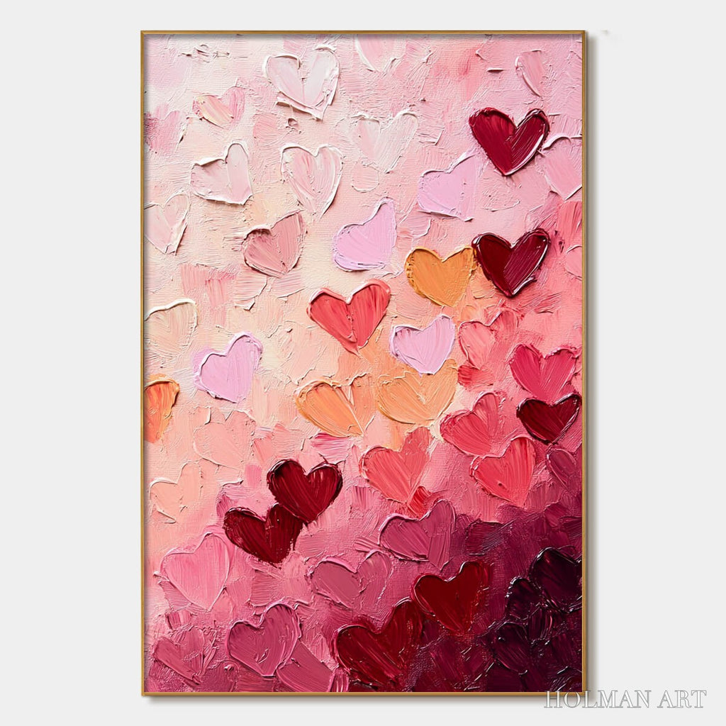 HOLMAN ART Heartscape – Textured Impasto Abstract Oil Painting in Pink and Red - image 1