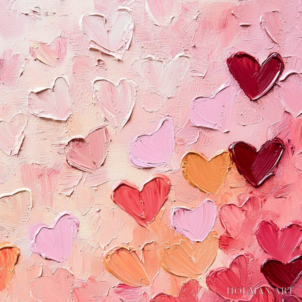 HOLMAN ART Heartscape – Textured Impasto Abstract Oil Painting in Pink and Red - image 3
