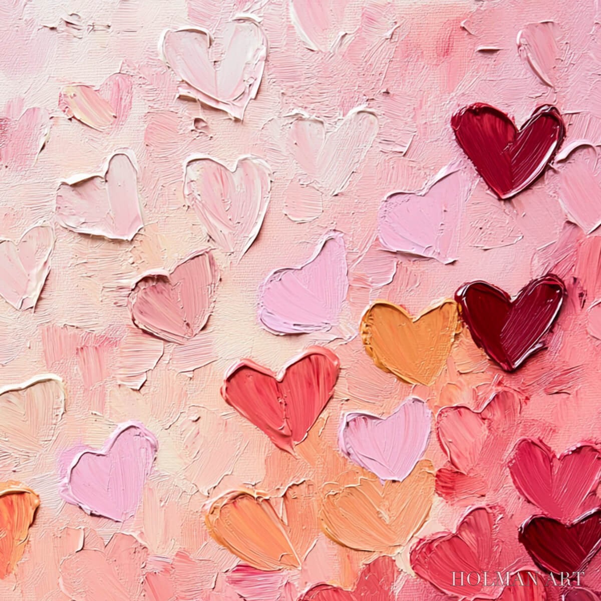 HOLMAN ART Heartscape – Textured Impasto Abstract Oil Painting in Pink and Red - image 3