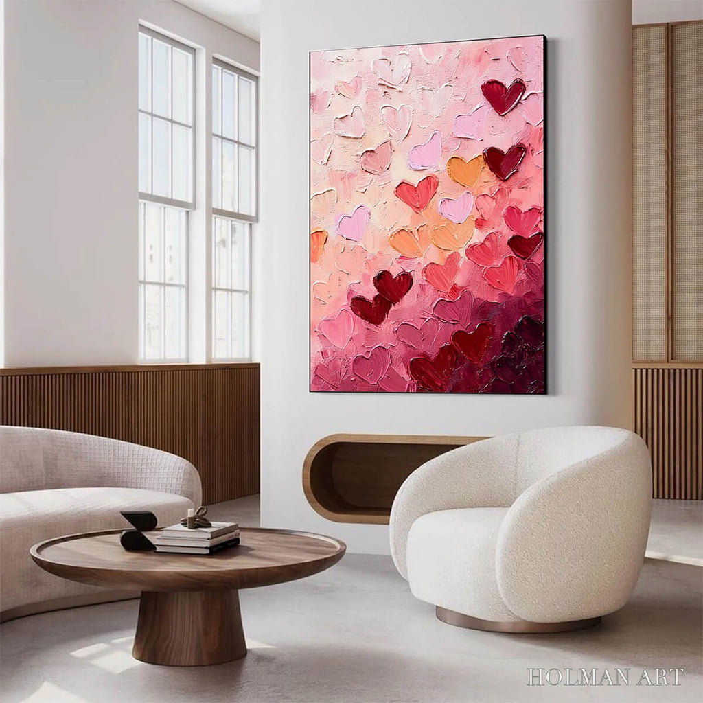 HOLMAN ART Heartscape – Textured Impasto Abstract Oil Painting in Pink and Red - image 4