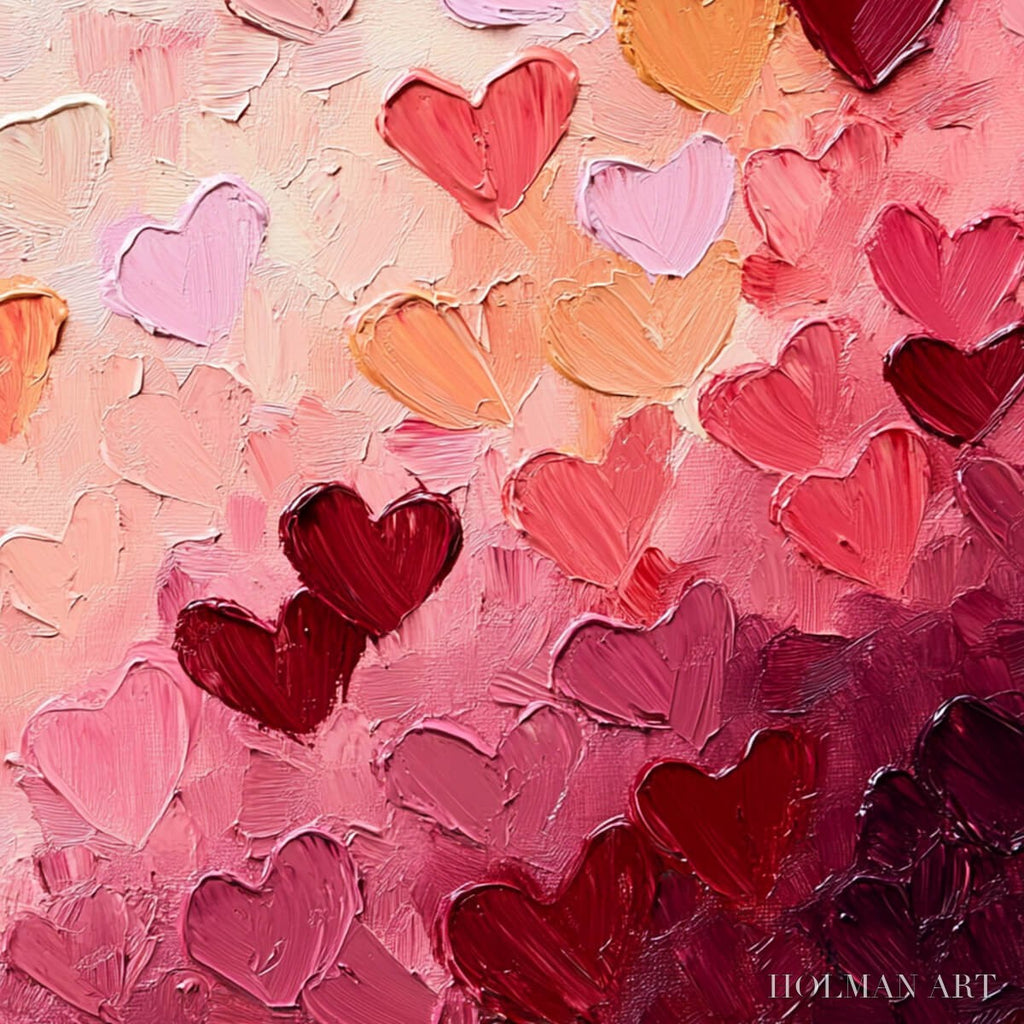 HOLMAN ART Heartscape – Textured Impasto Abstract Oil Painting in Pink and Red - image 5