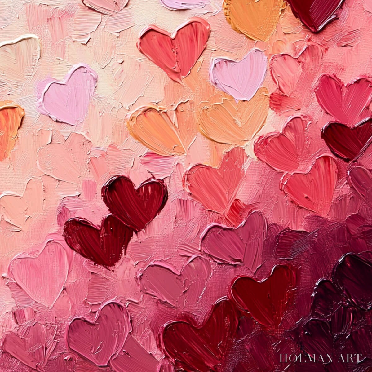HOLMAN ART Heartscape – Textured Impasto Abstract Oil Painting in Pink and Red - image 5