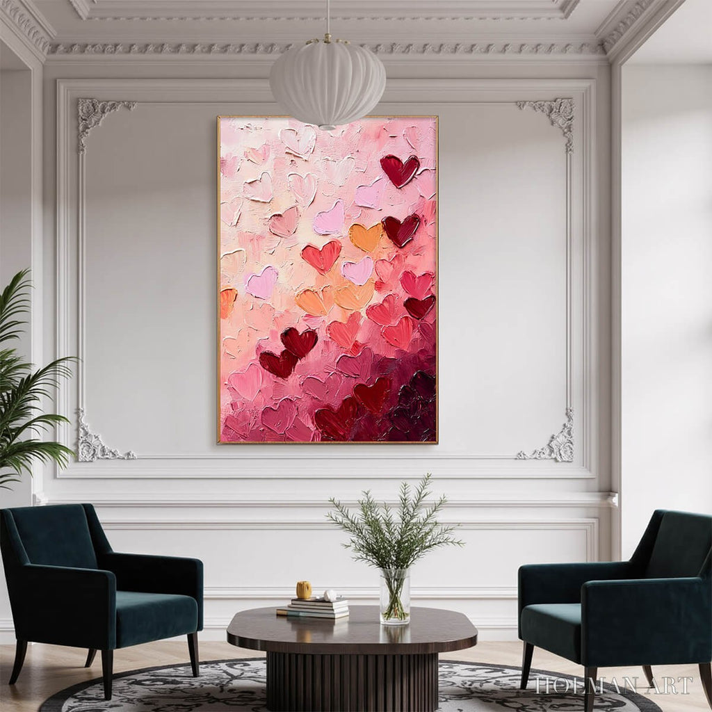 HOLMAN ART Heartscape – Textured Impasto Abstract Oil Painting in Pink and Red - image 6