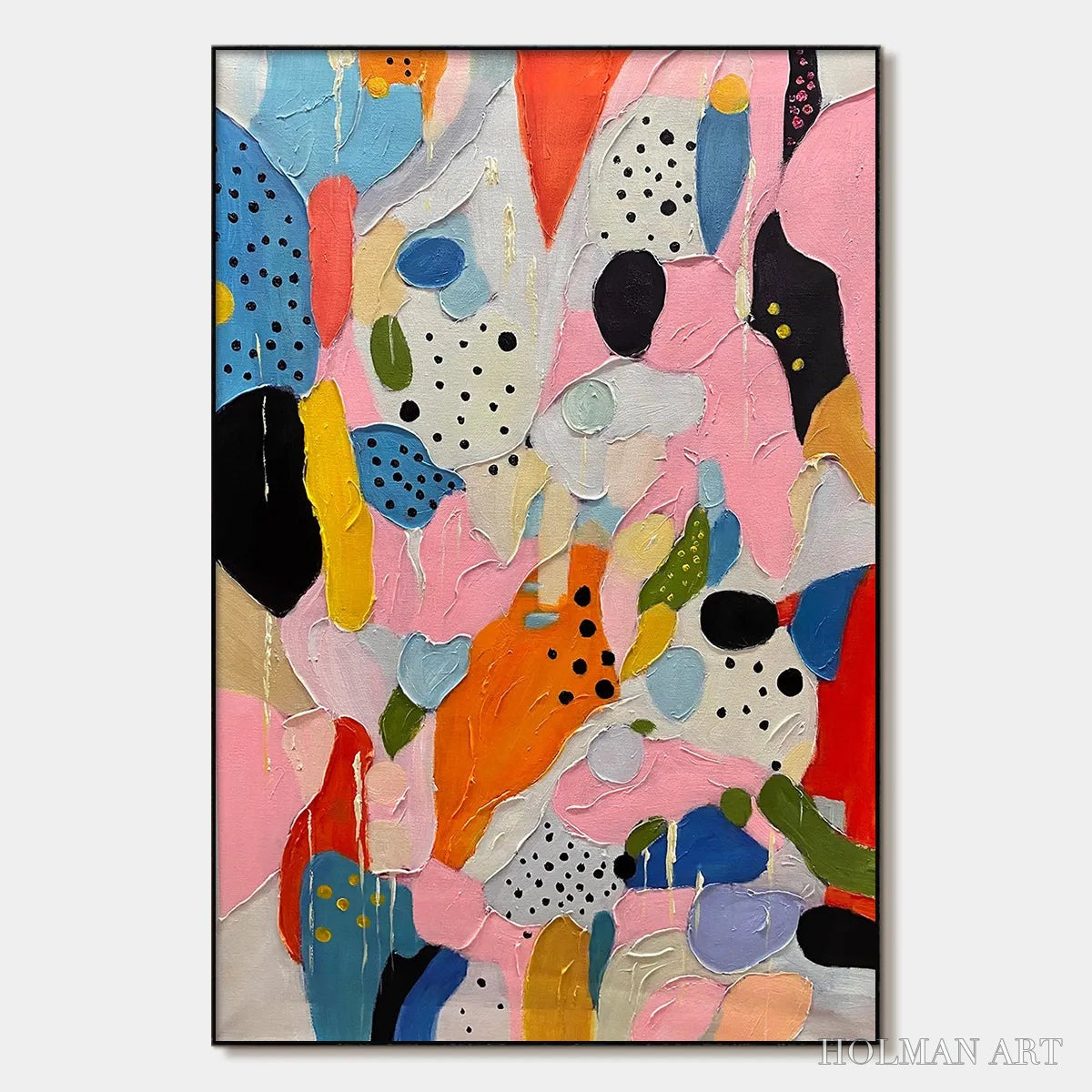 HOLMAN ART Confetti Dreams – Vertical Abstract Painting in Vibrant Pink and Multicolor - image 1