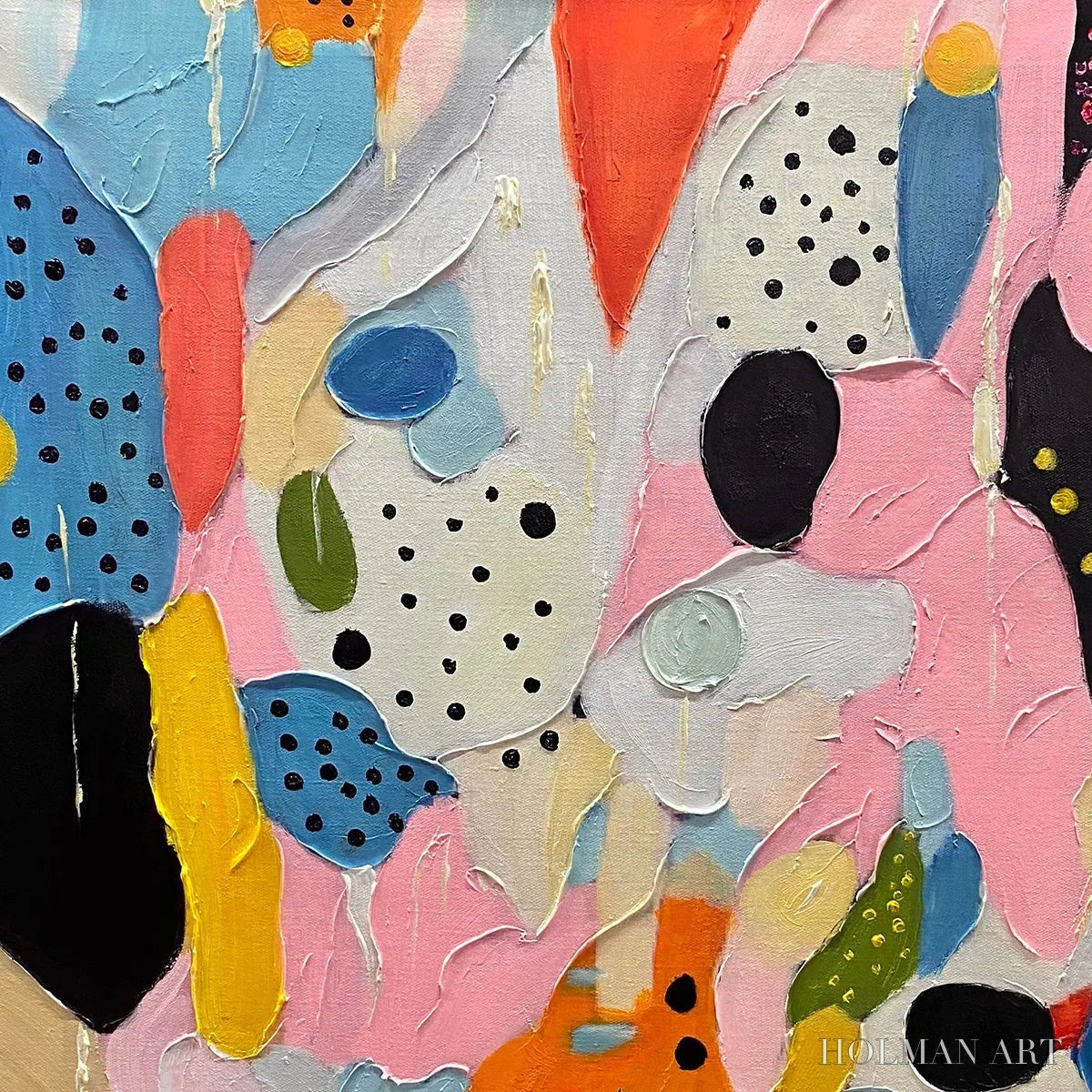 HOLMAN ART Confetti Dreams – Vertical Abstract Painting in Vibrant Pink and Multicolor - image 3