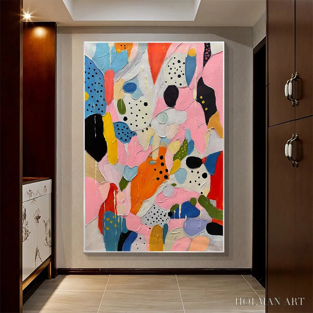 HOLMAN ART Confetti Dreams – Vertical Abstract Painting in Vibrant Pink and Multicolor - image 6
