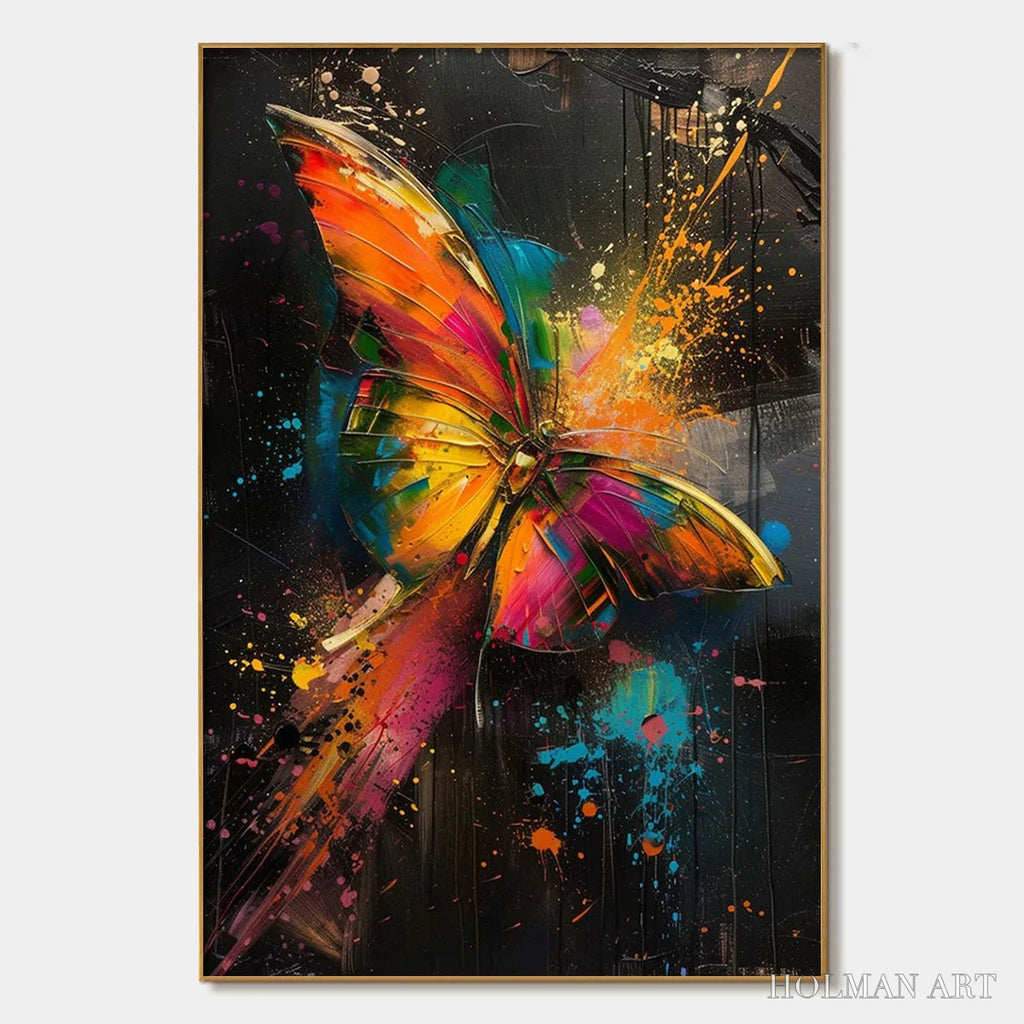 HOLMAN ART Butterfly Nebula – Colorful Butterfly Oil Painting on Canvas - image 1