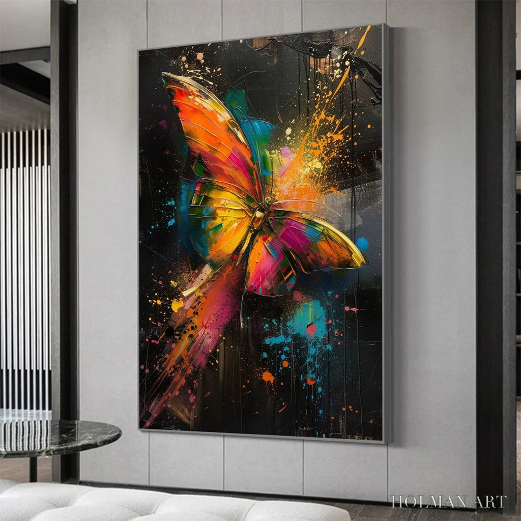 HOLMAN ART Butterfly Nebula – Colorful Butterfly Oil Painting on Canvas - image 4
