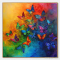 HOLMAN ART Butterfly Rainbow – Square Colorful Butterfly Oil Painting on Canvas - image 1