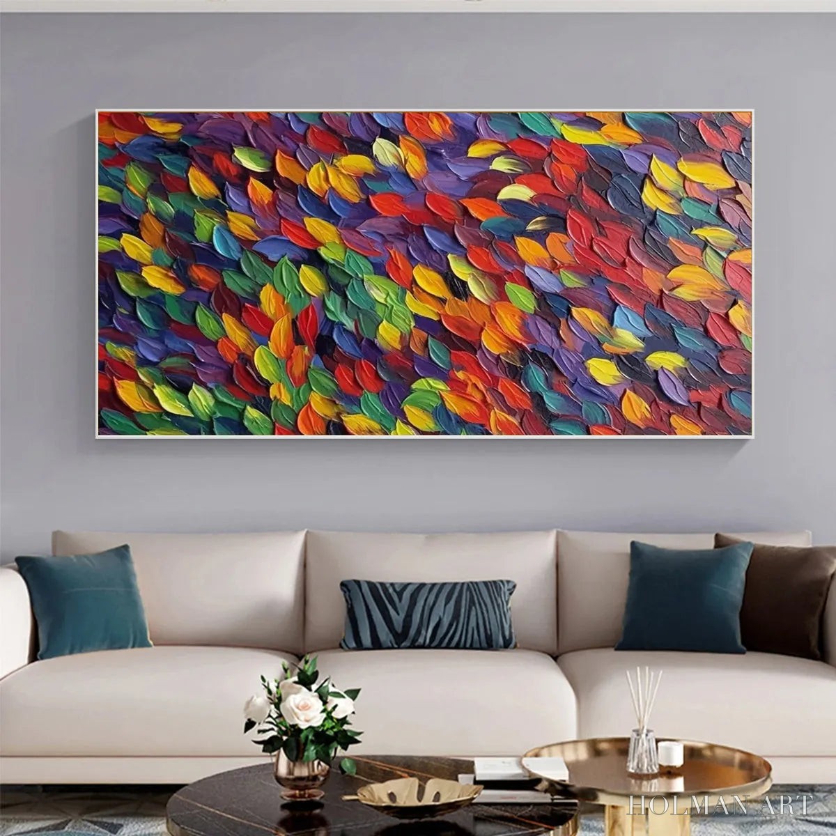 HOLMAN ART Spectrum Rain – Colorful Abstract Impasto Oil Painting on Canvas - image 2