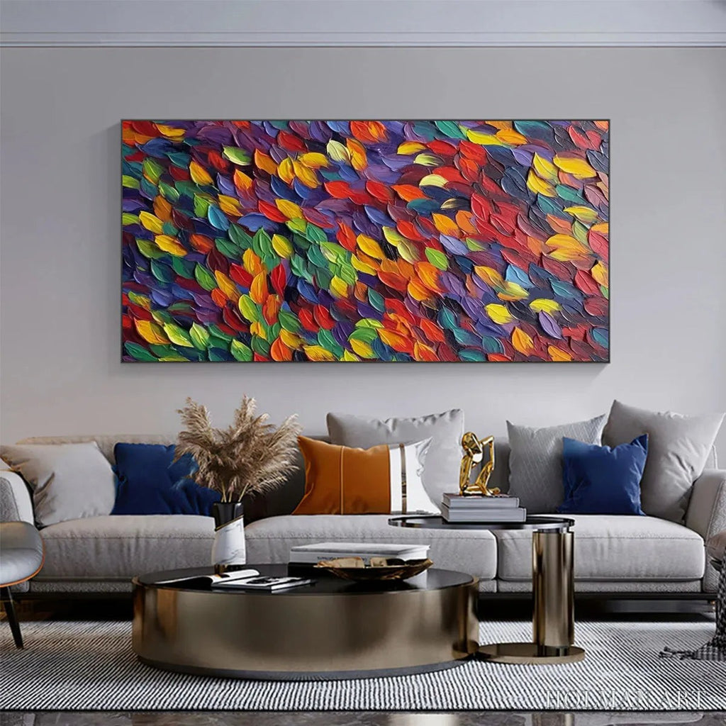HOLMAN ART Spectrum Rain – Colorful Abstract Impasto Oil Painting on Canvas - image 4