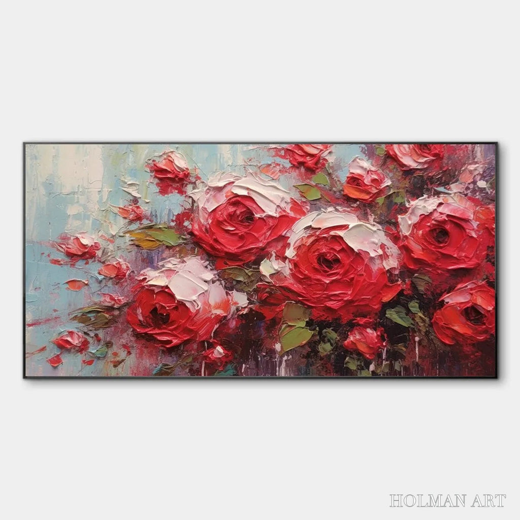 HOLMAN ART Crimson Rhapsody – Impasto Red Rose Painting - image 1