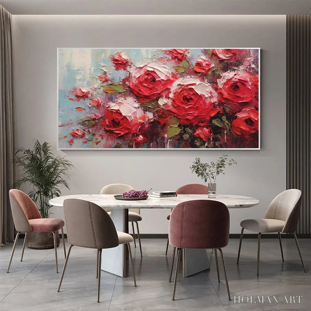 HOLMAN ART Crimson Rhapsody – Impasto Red Rose Painting - image 2