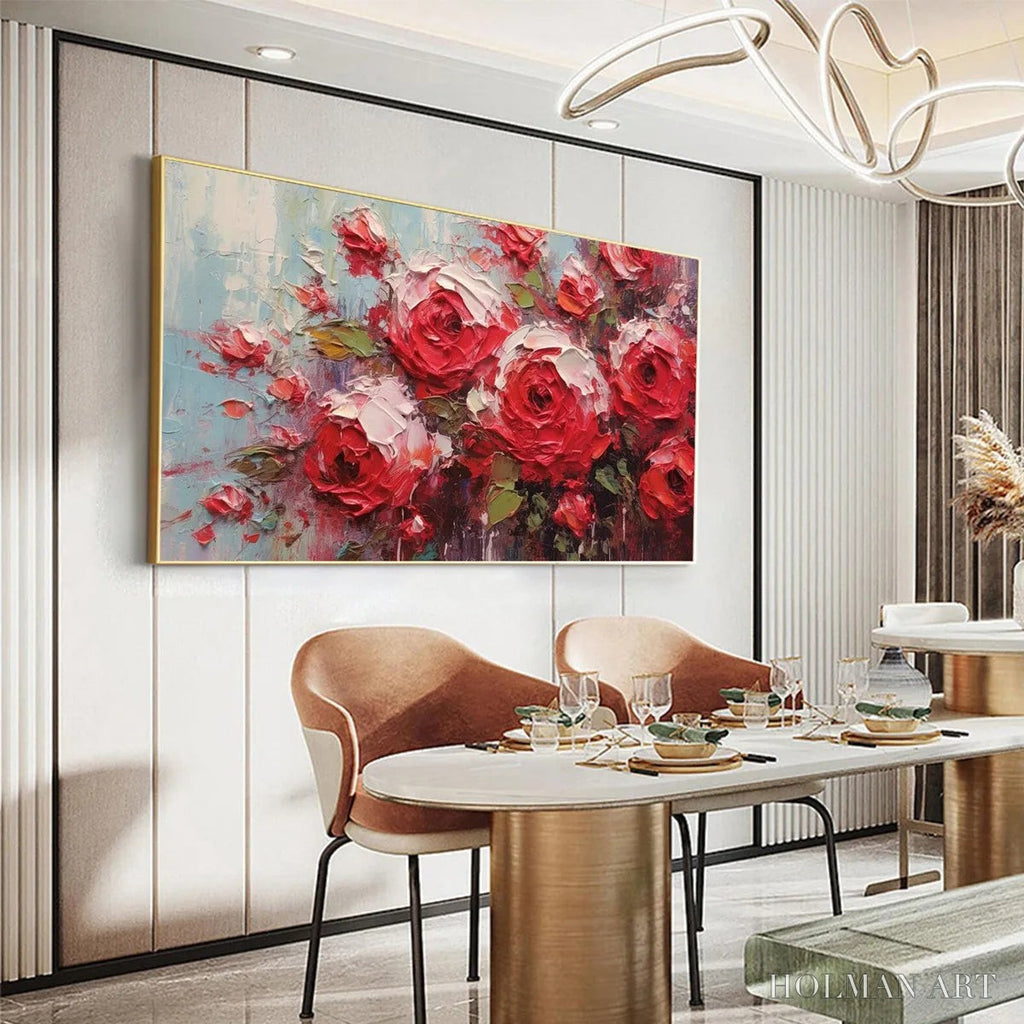 HOLMAN ART Crimson Rhapsody – Impasto Red Rose Painting - image 4