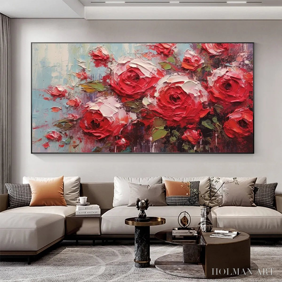 HOLMAN ART Crimson Rhapsody – Impasto Red Rose Painting - image 6
