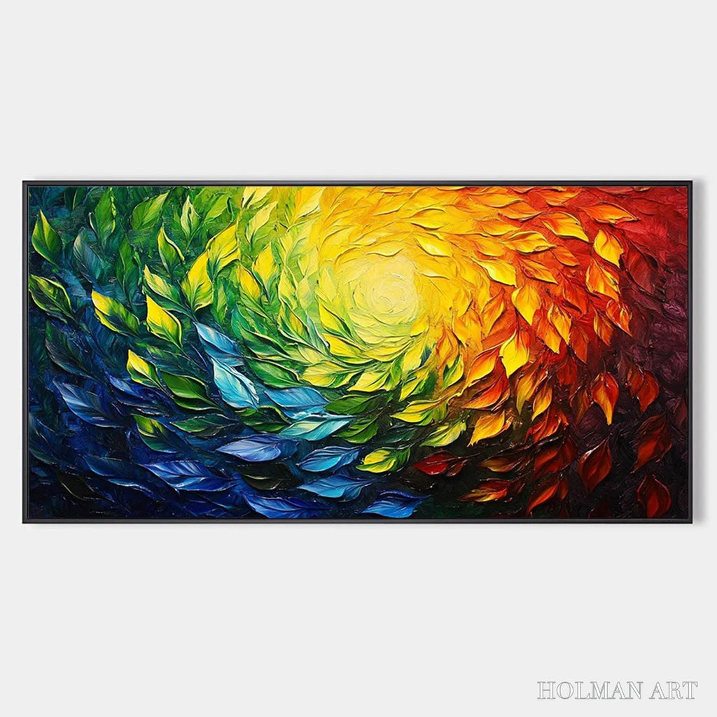 HOLMAN ART Chroma Spin – Impasto Abstract Oil Painting in Vibrant Rainbow Colors - image 1