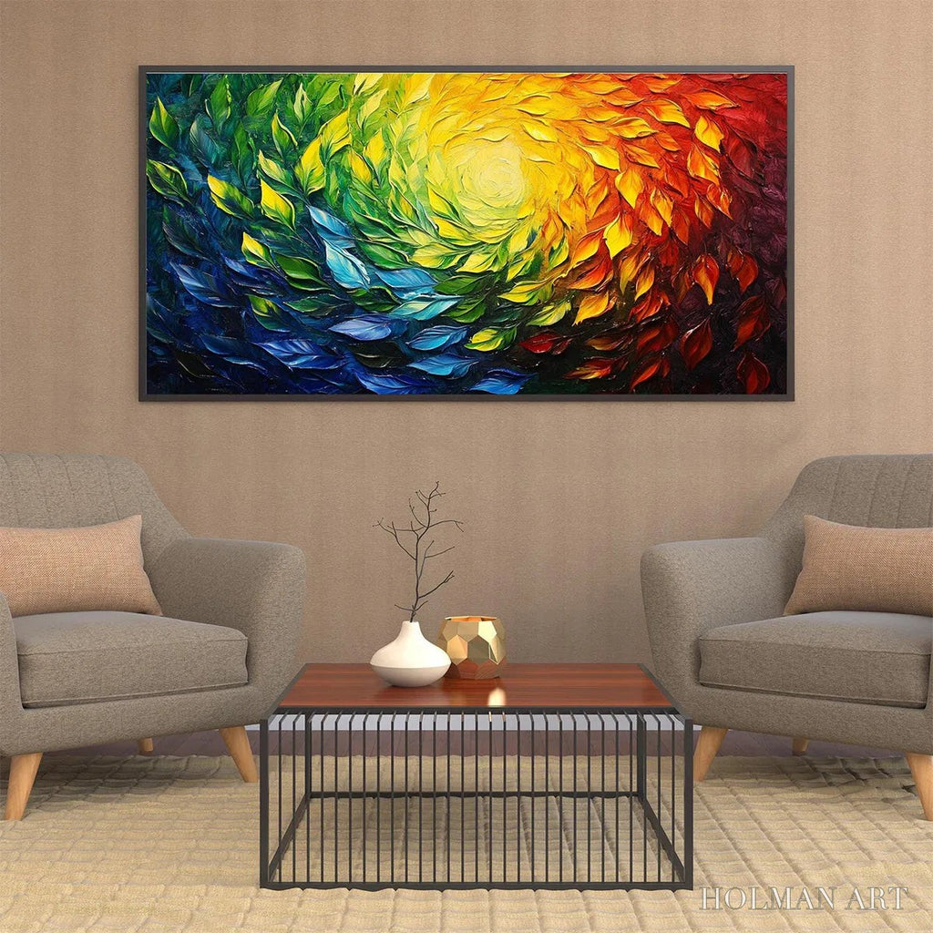 HOLMAN ART Chroma Spin – Impasto Abstract Oil Painting in Vibrant Rainbow Colors - image 4