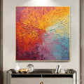 HOLMAN ART Burst of Color – Square Abstract Impasto Painting, Textured , Orange, Pink, Blue - image 2