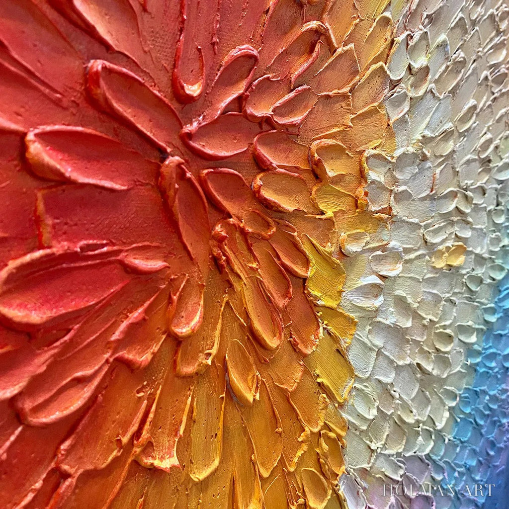 HOLMAN ART Burst of Color – Square Abstract Impasto Painting, Textured , Orange, Pink, Blue - image 5