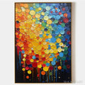 HOLMAN ART Rainbow Drops – Vertical Abstract Painting with Colorful Circles, Textured Impasto, Modern - image 1