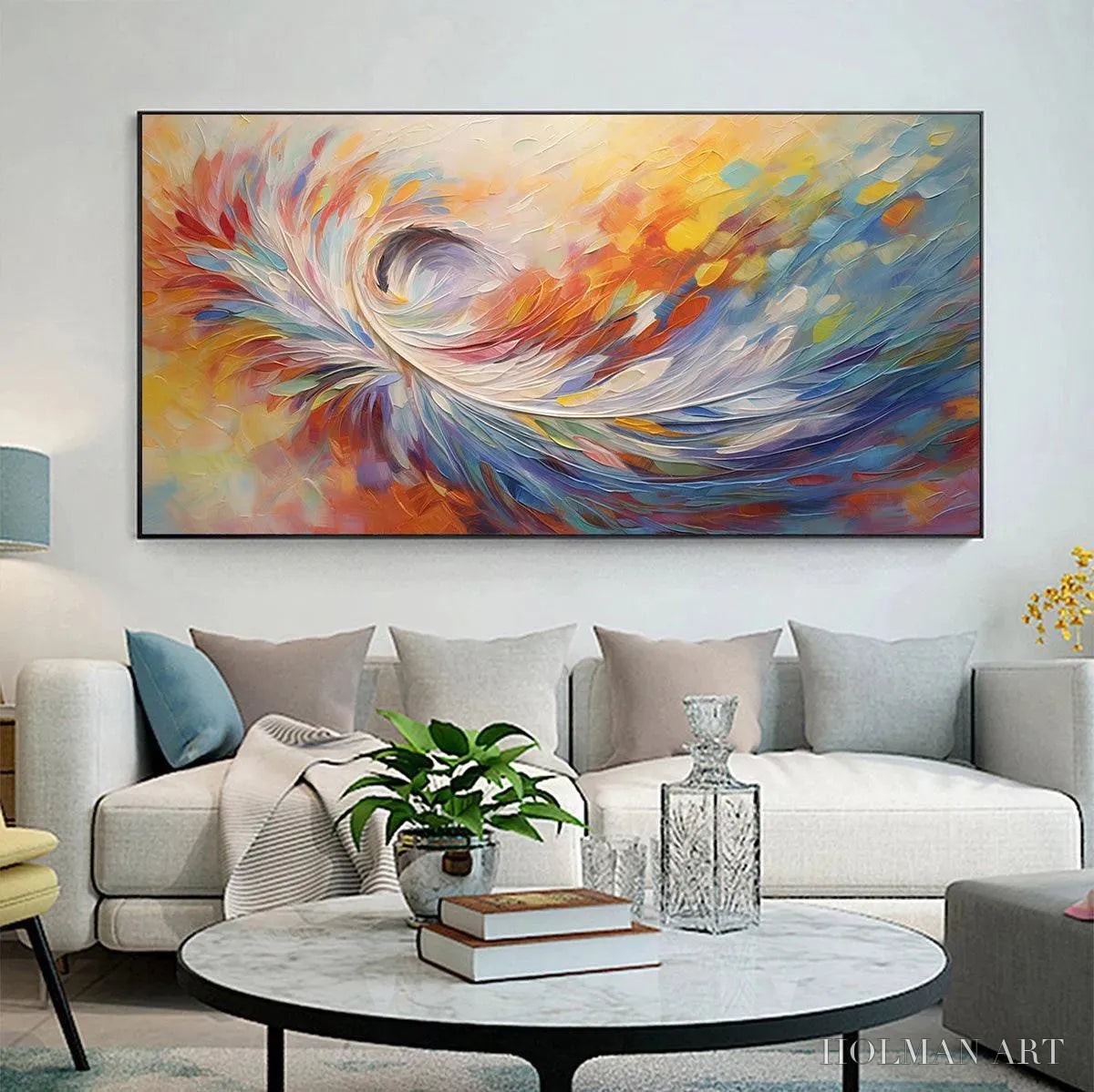 HOLMAN ART Abstract Swirl Oil Painting - Colorful Decor - image 2