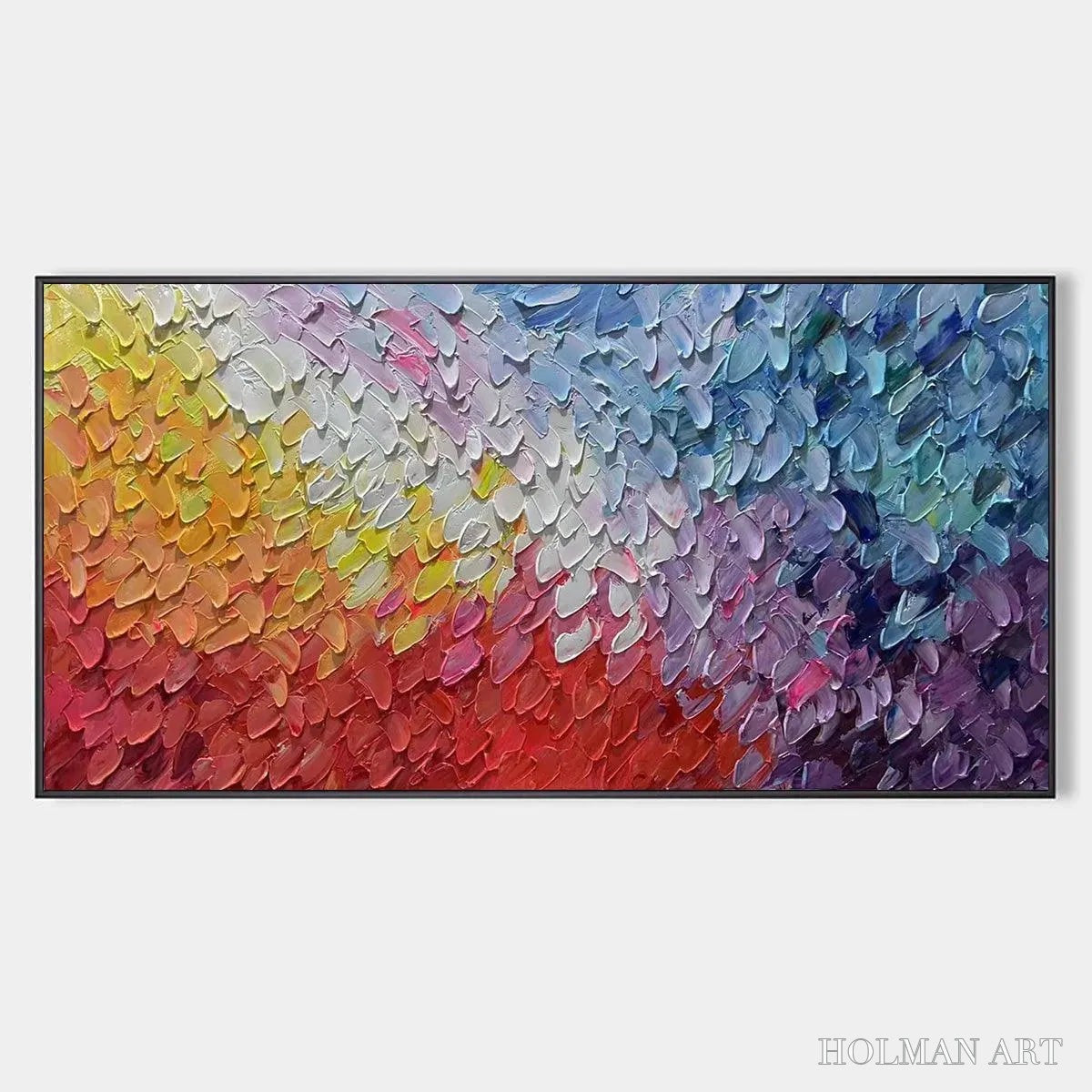 HOLMAN ART Chromatic Flow – Colorful Abstract Painting, Textured Impasto, Panoramic Canvas, Modern - image 1