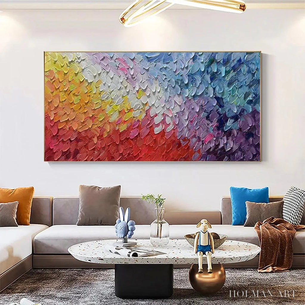 HOLMAN ART Chromatic Flow – Colorful Abstract Painting, Textured Impasto, Panoramic Canvas, Modern - image 2