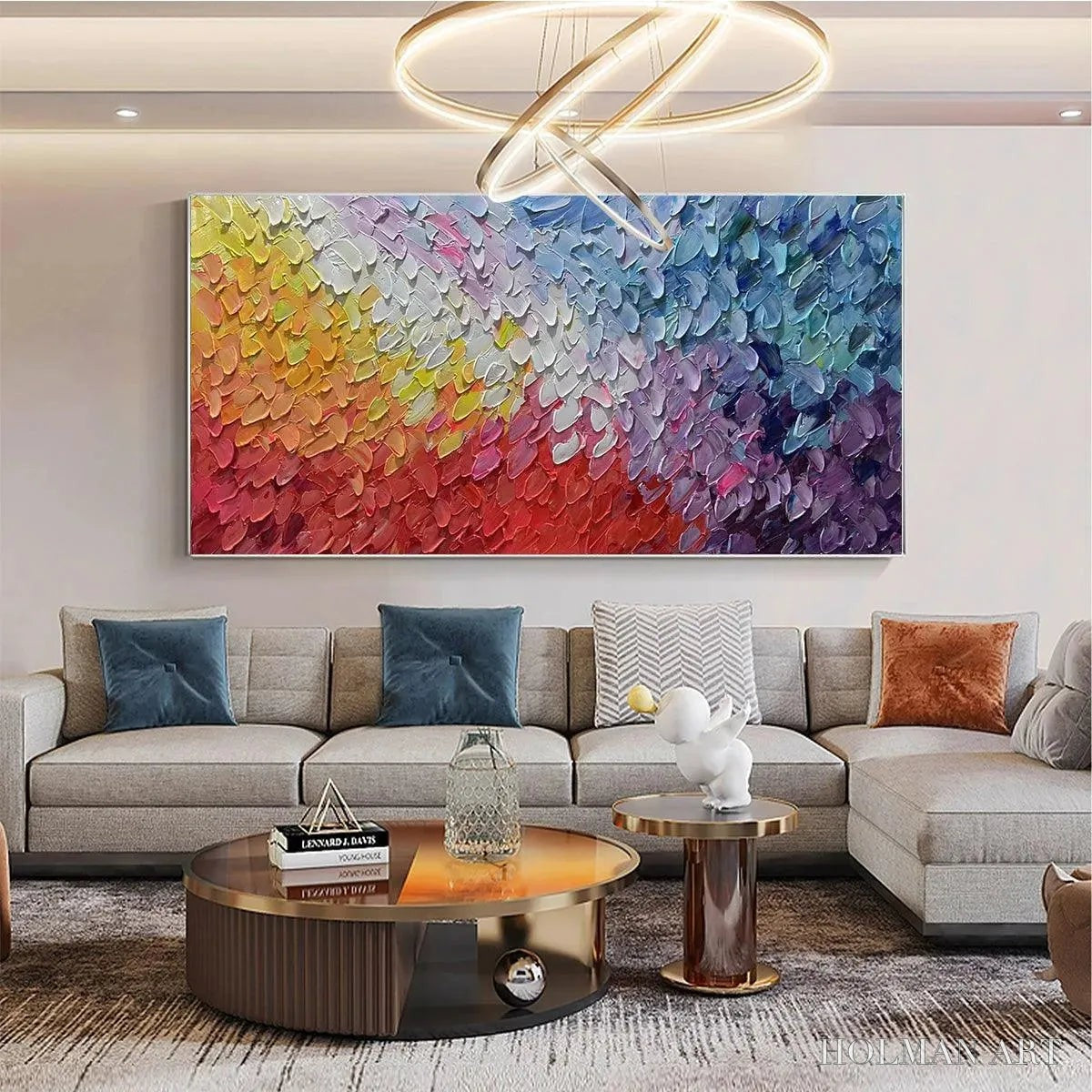 HOLMAN ART Chromatic Flow – Colorful Abstract Painting, Textured Impasto, Panoramic Canvas, Modern - image 4