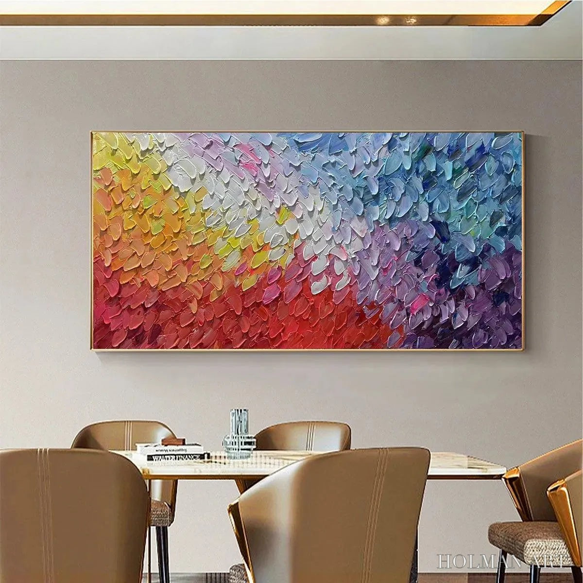 HOLMAN ART Chromatic Flow – Colorful Abstract Painting, Textured Impasto, Panoramic Canvas, Modern - image 5