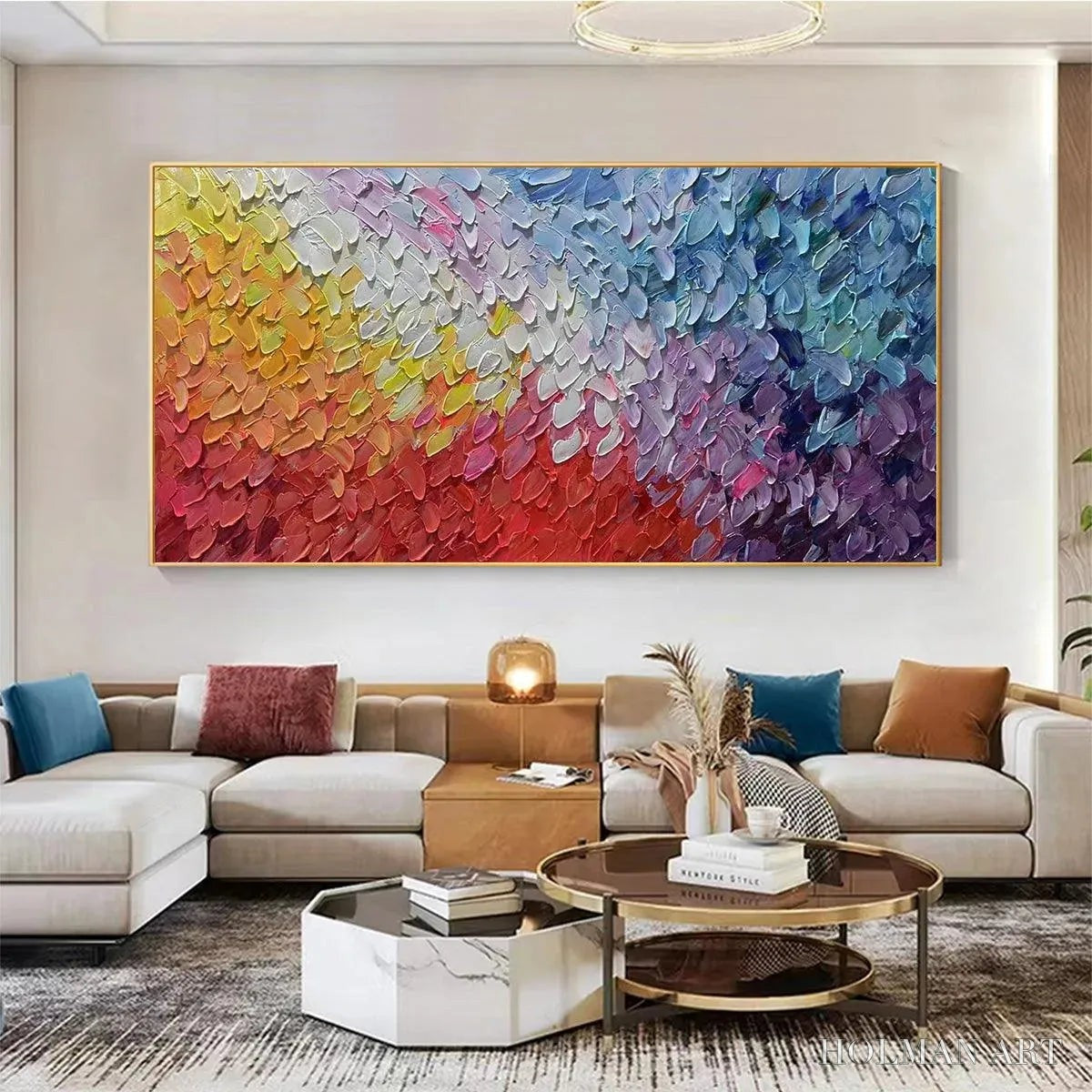 HOLMAN ART Chromatic Flow – Colorful Abstract Painting, Textured Impasto, Panoramic Canvas, Modern - image 6