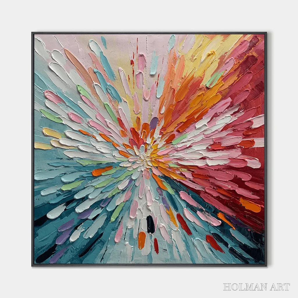 HOLMAN ART Colorful Abstract Burst Oil Painting - Modern Art - image 1